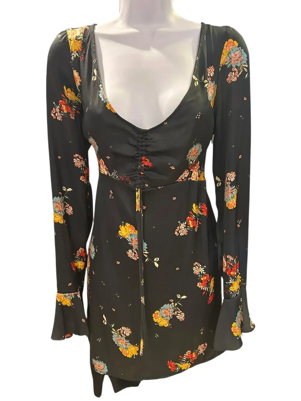 NWT FREE PEOPLE Midnight Dress Shift Silky Short Mini Floral Dress Women's Small